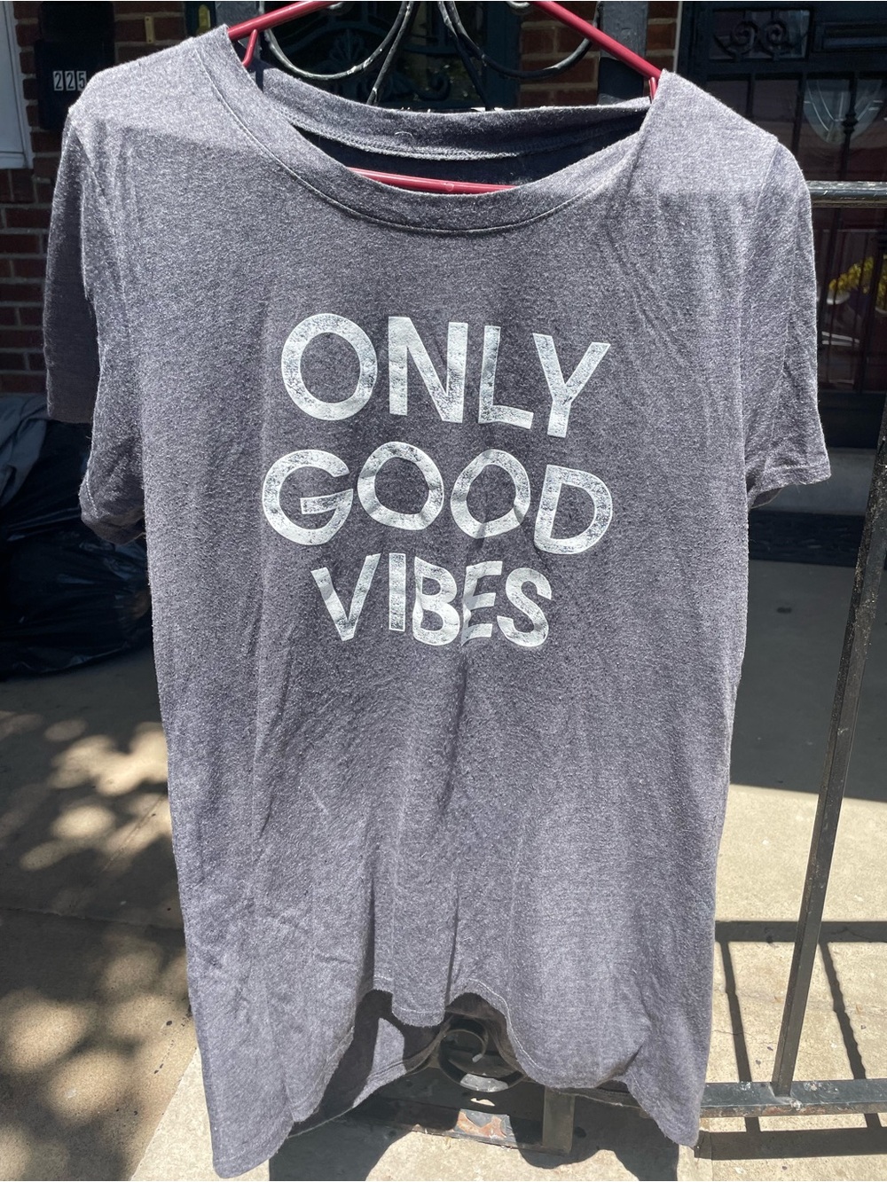 Lux Gray Tee with White Distressed Front Graphic